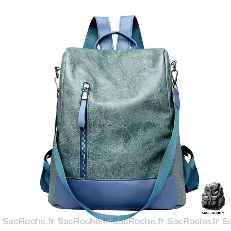 Sac À Dos Cuir Souple Femme Bleu Sac