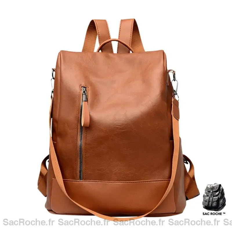 Sac À Dos Cuir Souple Femme Marron Sac