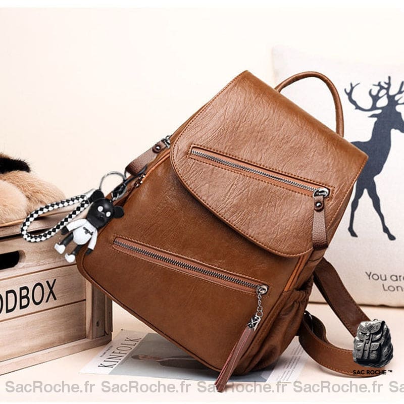 Sac À Dos Cuir Synthétique Vintage Femme