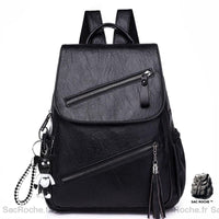 Sac à dos cuir synthétique vintage - modèle Noir - Sac Roche ™