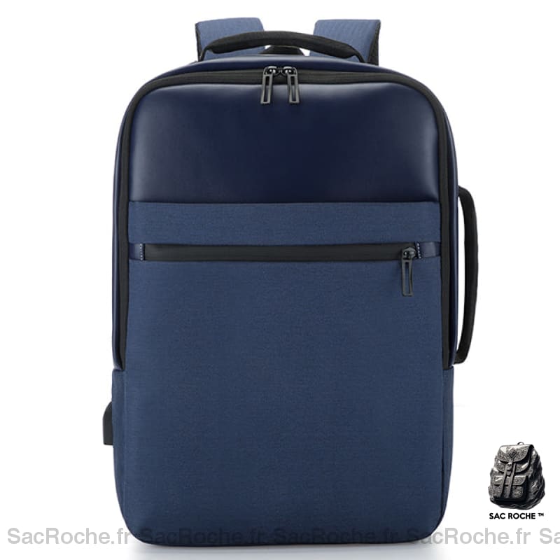 Sac À Dos Cuir & Tissu Tendance Homme Bleu Sac A Ordinateur