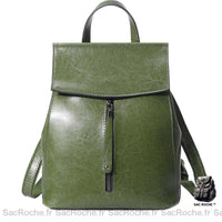 Sac à dos cuir vintage femme - modèle Vert - Sac Roche ™