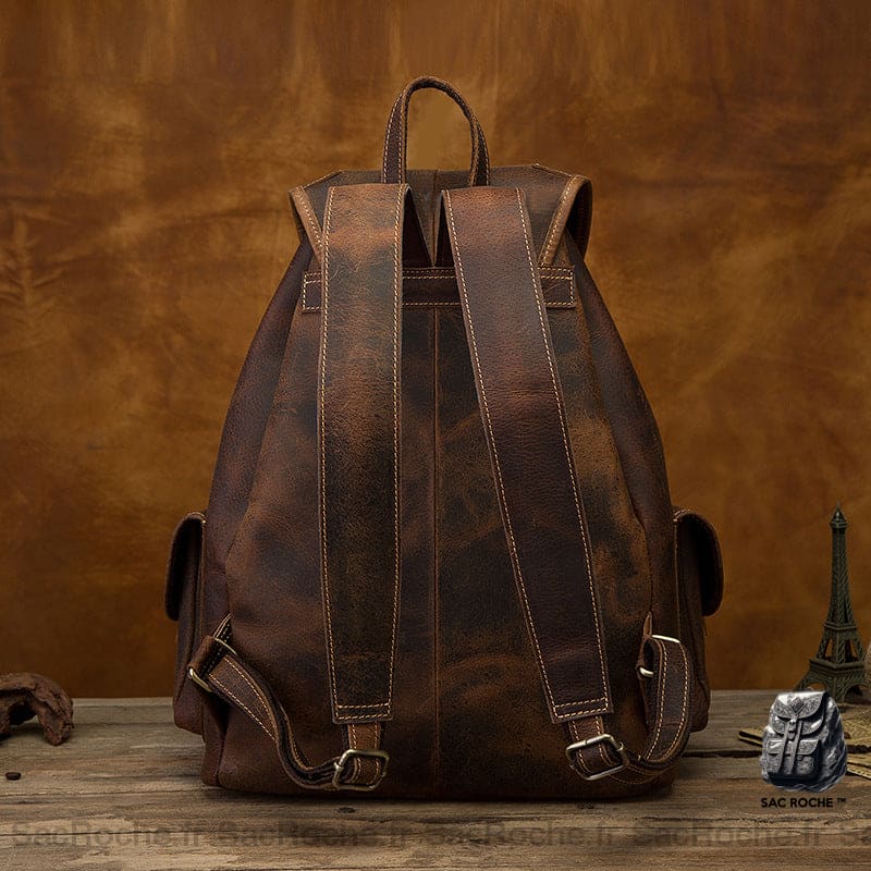 Sac À Dos Cuir Vintage Multi-Poches Homme