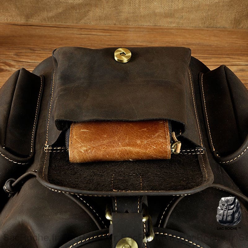 Sac À Dos Cuir Vintage Multi-Poches Homme