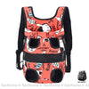 Sac à dos transport réglable pour chien et chat rouge et noir avec un fond blanc