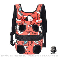 Sac à dos transport réglable pour chien et chat rouge et noir avec un fond blanc
