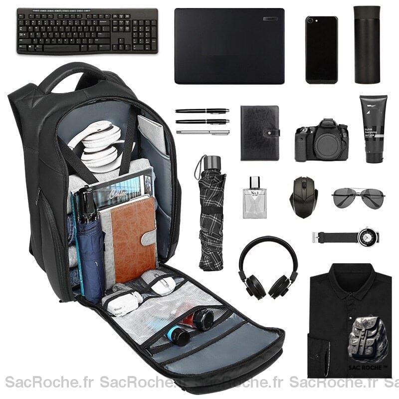 Sac À Dos De Voyage Pvc Noir Sac