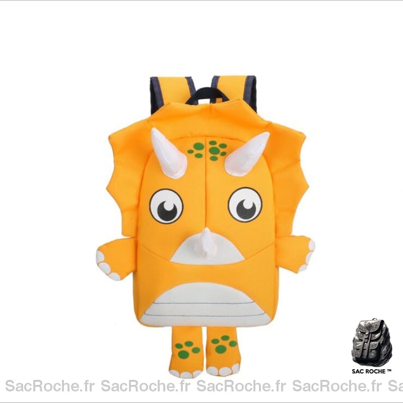 Sac à dos forme dinosaure pour enfant orange avec un fond blanc