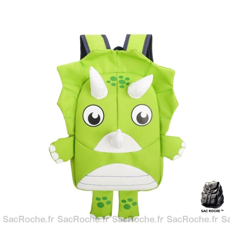 Sac à dos forme dinosaure pour enfant vert avec un fond blanc