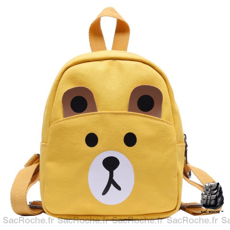 Sac à dos d'école avec tête d'ourson pour enfants jaune très tendance