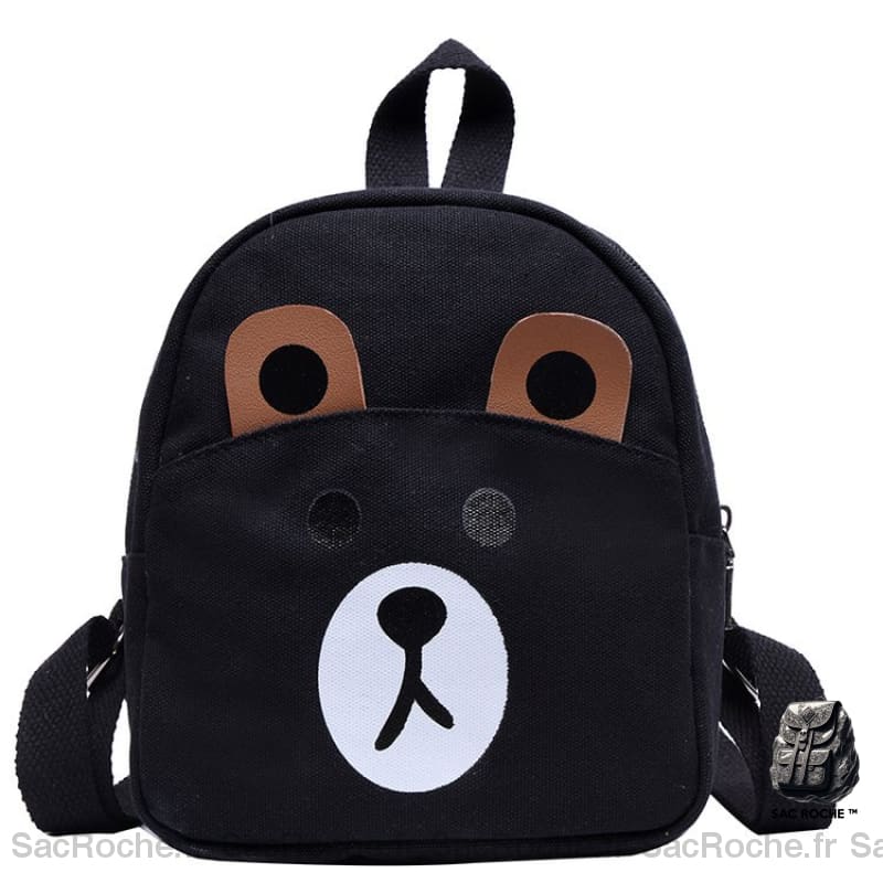 Sac à dos d'école avec tête d'ourson pour enfants noir avec un fond blanc