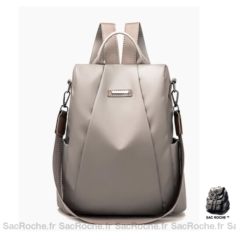 Sac à dos en tissu oxford antivol élégant pour femme gris avec un fond blanc