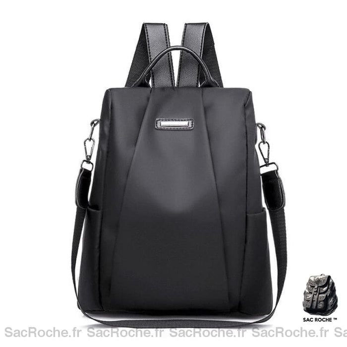 Sac à dos en tissu oxford antivol élégant pour femme noir avec un fond blanc