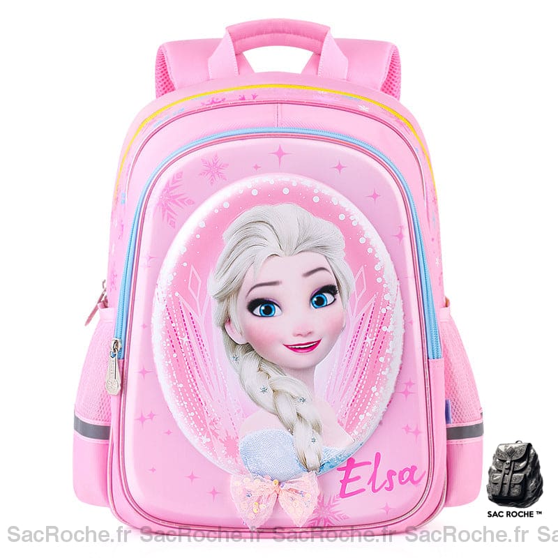 Sac à dos La reine des neiges Elsa rose avec un fond blanc