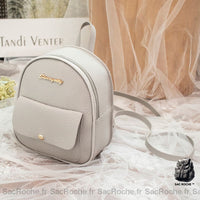 Sac à dos en cuir uni mini - modèle Gris - Sac Roche ™