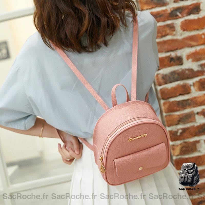 Sac À Dos En Cuir Uni Mini Petit Dos Femme