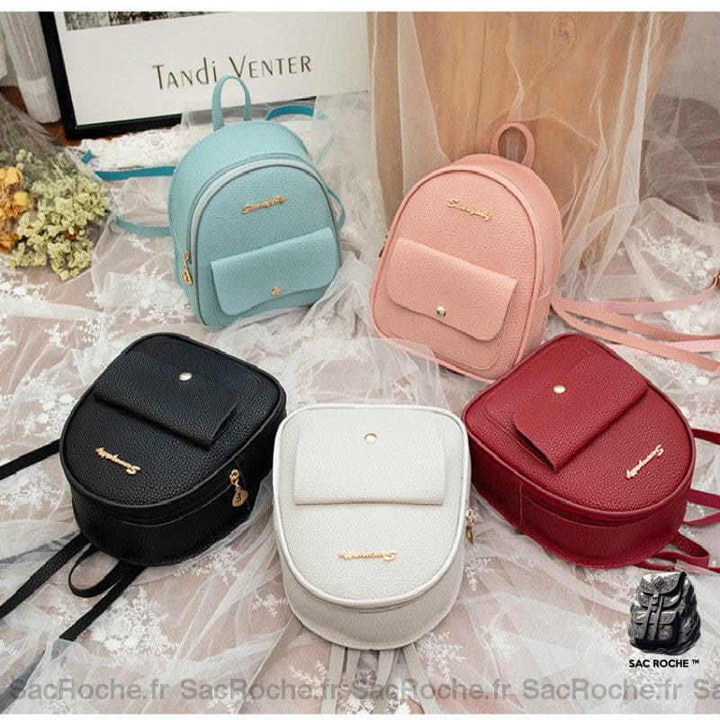 Sac À Dos En Cuir Uni Mini Petit Dos Femme