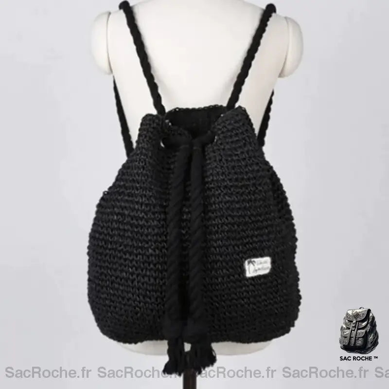 Sac À Dos En Paille Noir Sac Femme