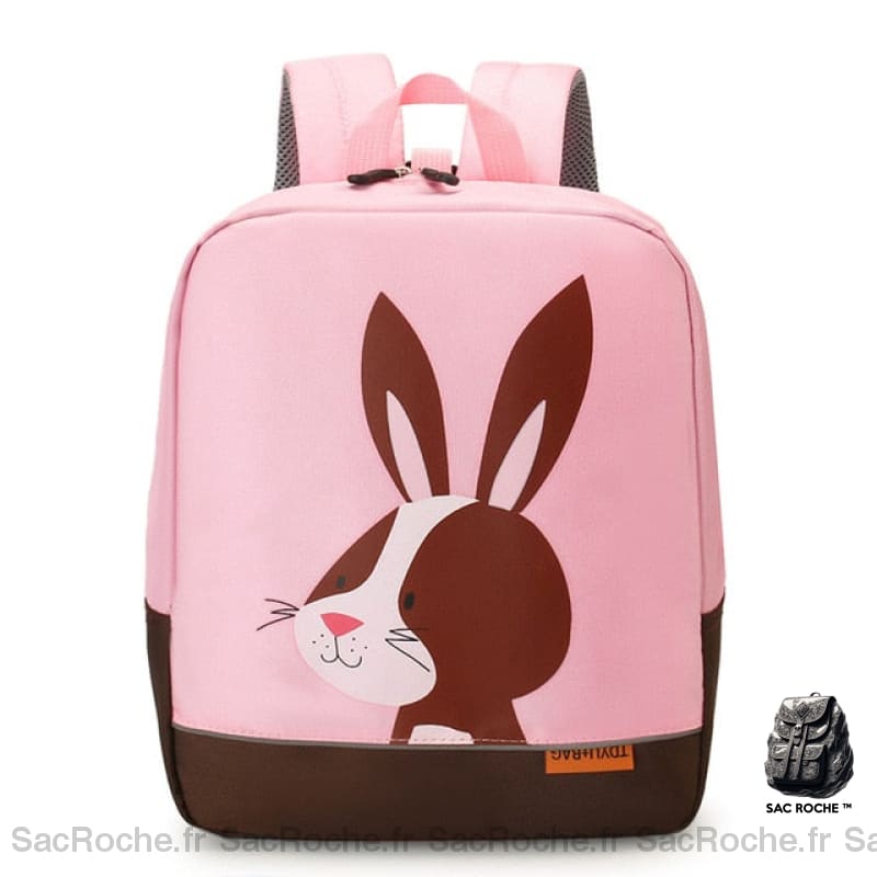 Sac à dos pour enfants illustré d'un adorable animal coloré rose avec un fond blanc