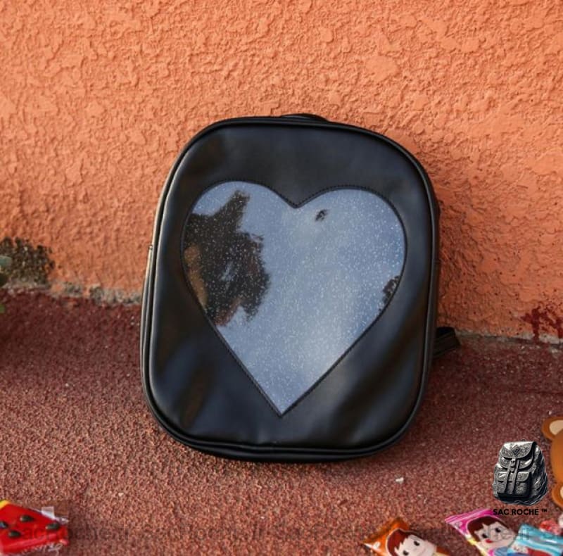Sac à dos enfant motif cœur transparent - Noir - Sac à dos Sac