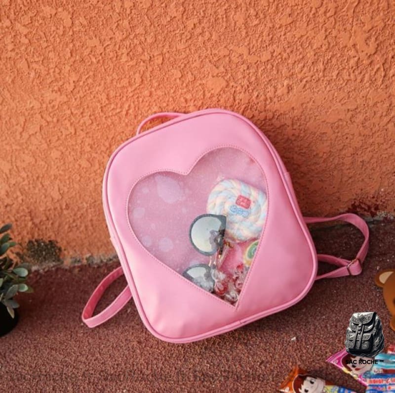 Sac à dos enfant motif cœur transparent - Rose - Sac à dos Sac à main