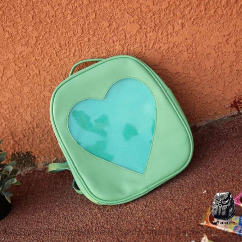 Sac à dos enfant motif cœur transparent - Vert - Sac à dos Ita-sac