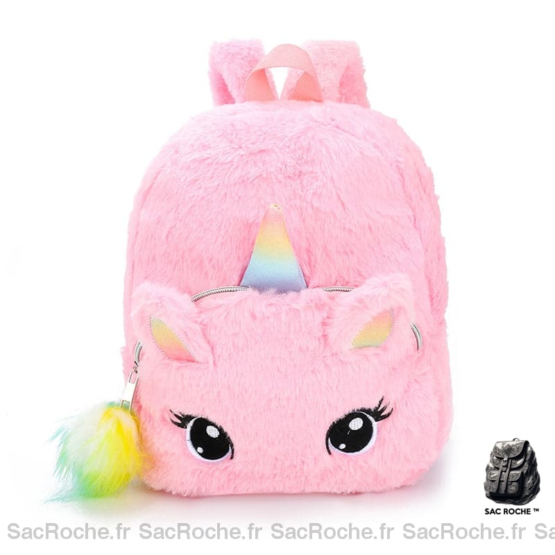 Sac à dos enfant tout doux licorne rose avec un fond blanc