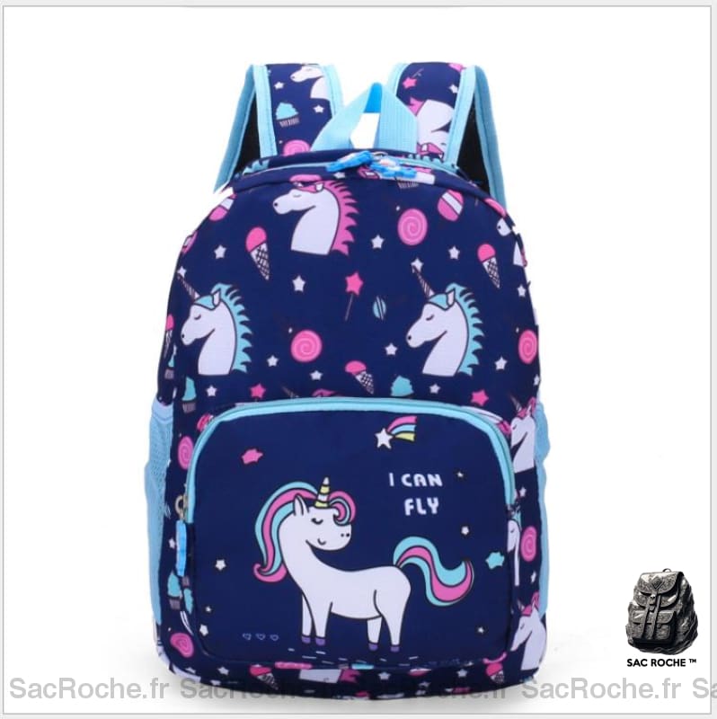 Sac à dos enfant imprimé licornes coloré - Bleu foncé - Sac à dos scolaire Sac à dos pour enfants