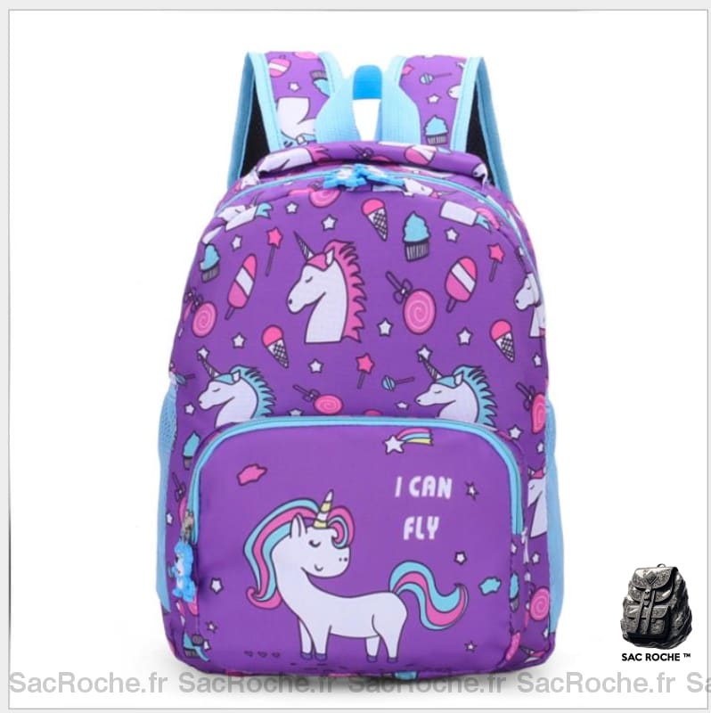 Sac à dos enfant imprimé licornes coloré - Violet - Sac à dos scolaire Sac à dos