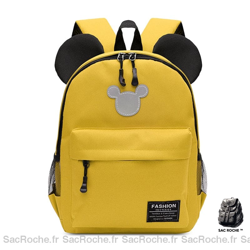 Sac à dos enfant coloré Mickey jaune avec un fond blanc