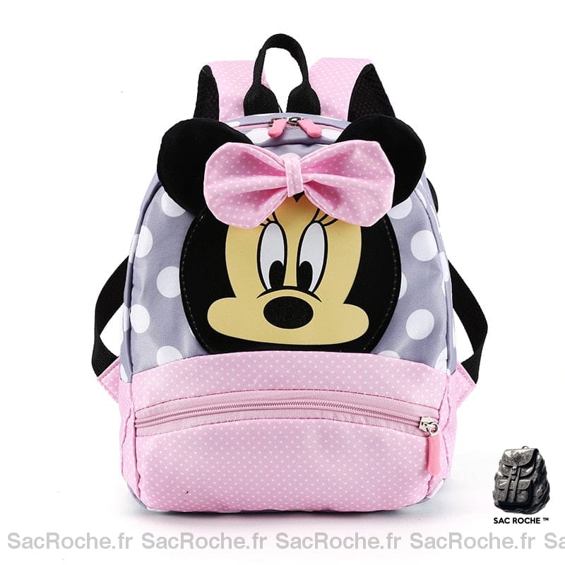 Sac à dos enfant à pois Minnie rose avec un fond blanc