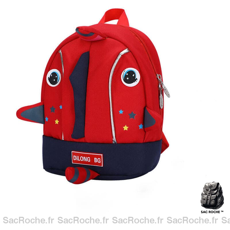 Sac à dos monster pour enfant rouge avec un fond blanc