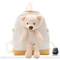 Sac à Dos Enfant Peluche Ourson Maternelle - modèle Blanc - Sac Roche ™