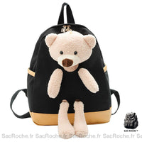 Sac à Dos Enfant Peluche Ourson Maternelle - modèle Noir - Sac Roche ™
