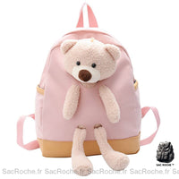 Sac à Dos Enfant Peluche Ourson Maternelle - modèle Rose - Sac Roche ™