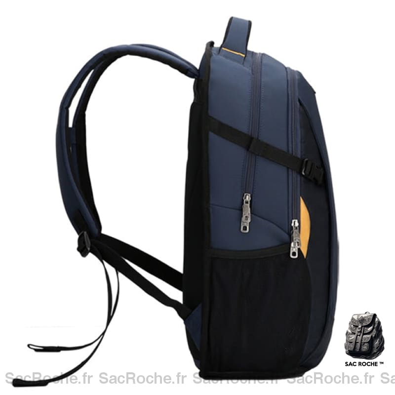 Sac À Dos Ergonomique Noir/Bleu Multipoches Dos Voyage