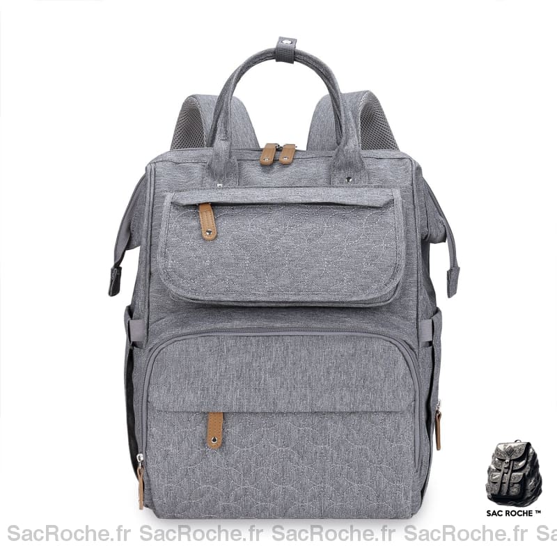 Sac à dos multifonctionnel étanche pour maman gris avec un fond blanc