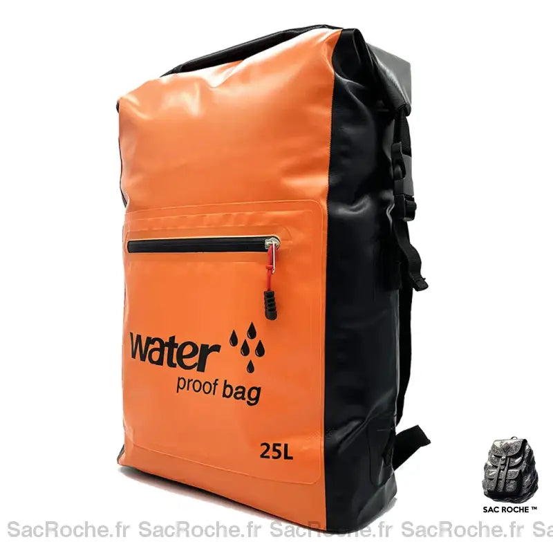 Sac À Dos Étanche Noir 25L Orange Sac Imperméable