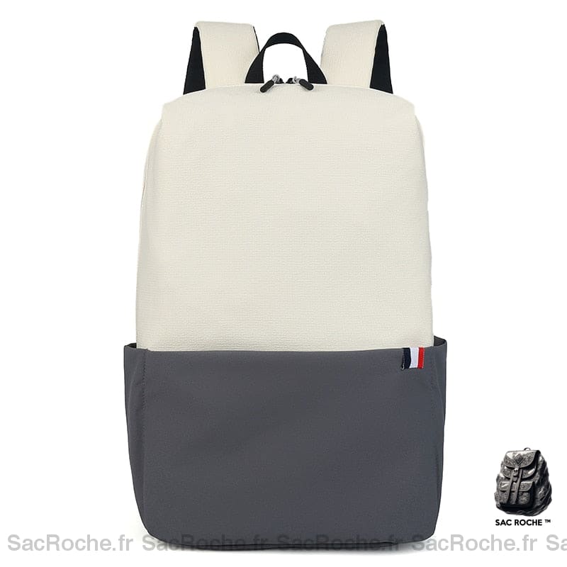 Sac à dos étanche pour ordinateur portable beige et gris avec un fond blanc