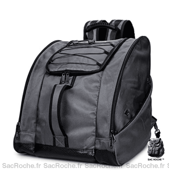 Sac à dos étanche de grande capacité pour chaussures snowboard ou ski gris avec un fond blanc