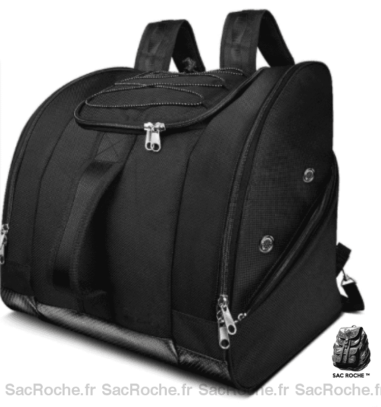 Sac à dos étanche de grande capacité pour chaussures snowboard ou ski noir avec un fond blanc