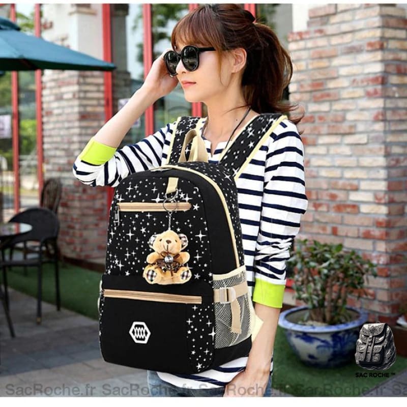 Sac À Dos Étoiles Avec Pendentif Ours Femme