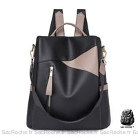 Sac À Dos Femme Anti-Vol Compact Marron Et Blanc Petit