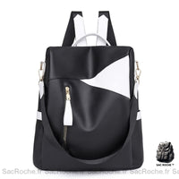 Sac à Dos Femme Anti-vol Compact - modèle Noir et blanc - Sac Roche ™