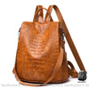 Sac À Dos Femme Antivol Croco Marron Sac A Dos Femme