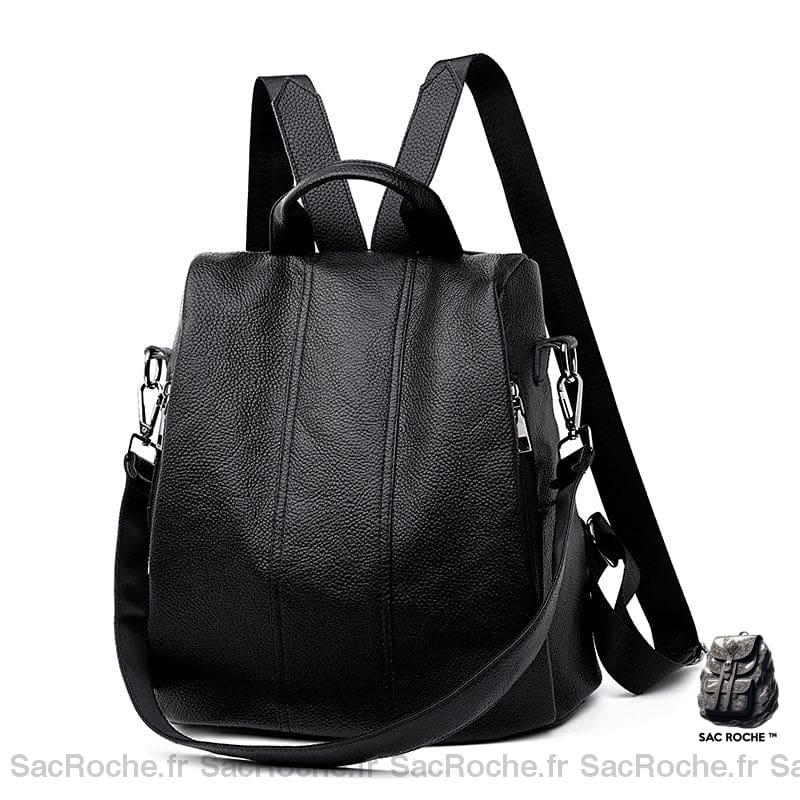 Sac À Dos Femme Antivol En Cuir - Bandoulière Amovible Noir Sac A Dos Femme