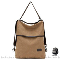 Sac à dos femme bandoulière tissu - élégant et pratique - modèle Marron clair - Sac Roche ™