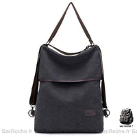 Sac à dos femme bandoulière tissu - élégant et pratique - modèle Noir - Sac Roche ™