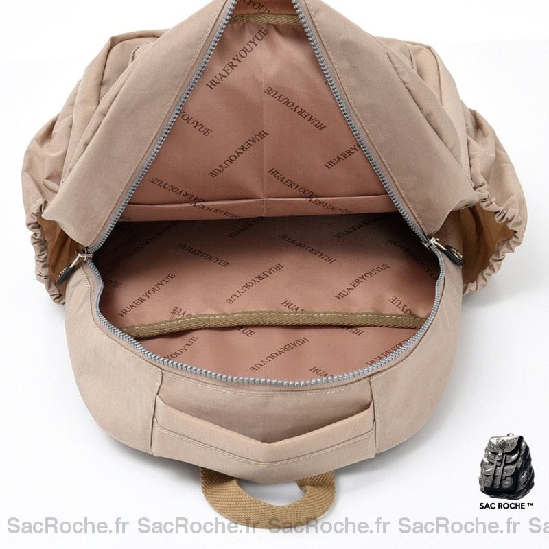 Sac À Dos Femme Beige Deux Compartiments Dos Femme