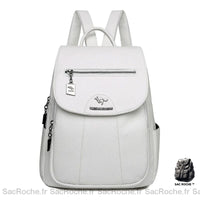 Sac à dos femme blanc en simili cuir - Sac Roche ™